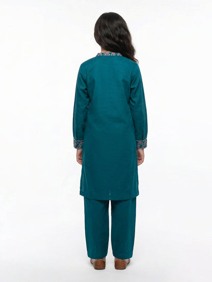 2 Piece Slub Khaddar Suit- Embroidered (Pret)