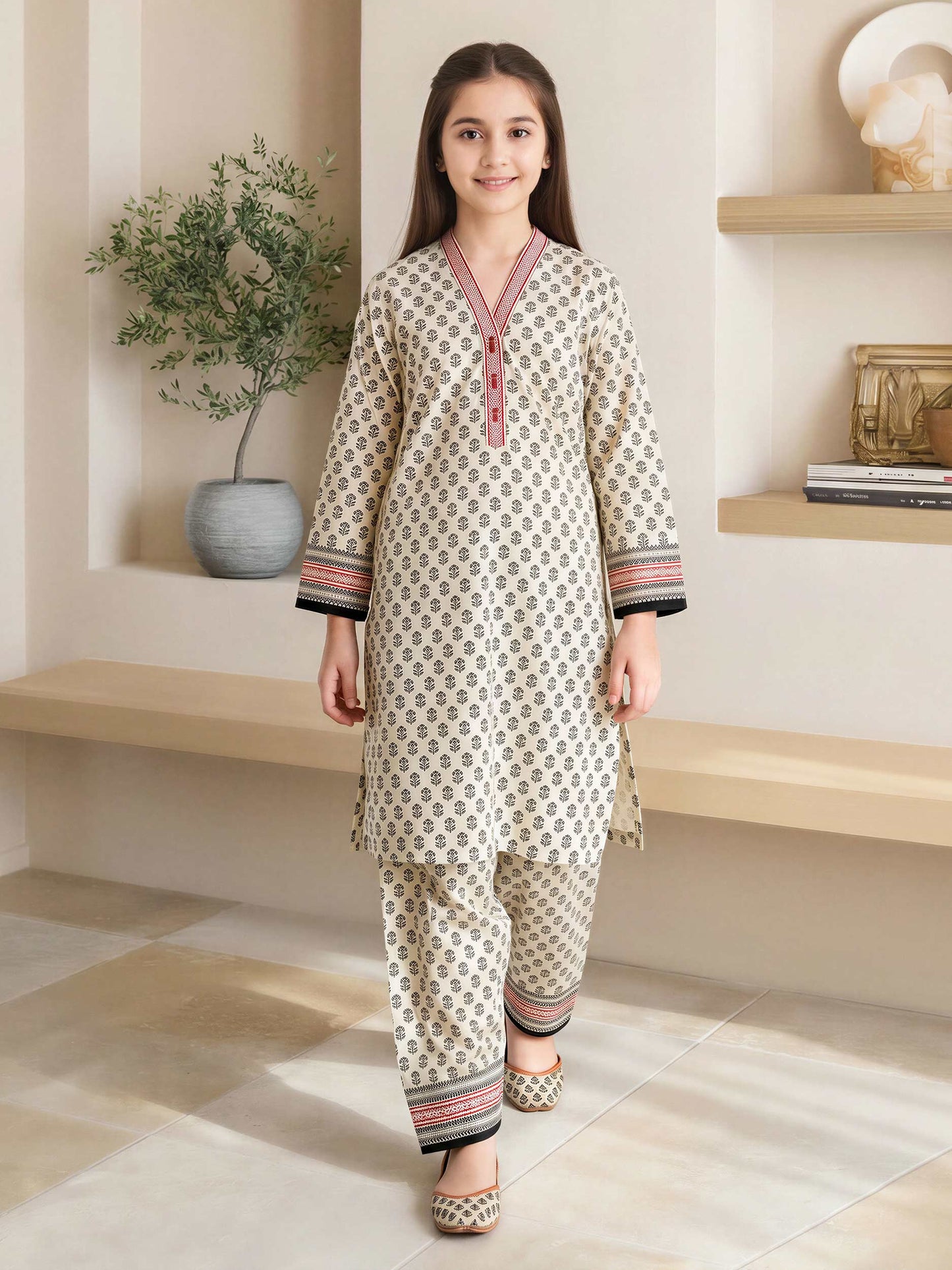 2 Piece Viscose Cotton Suit (Pret)