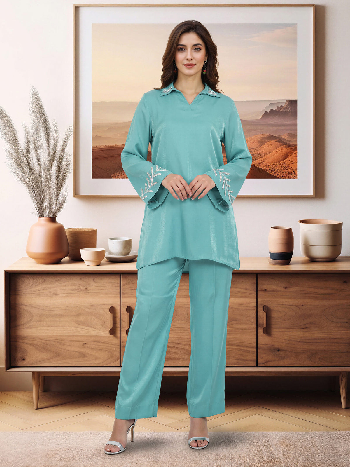 Silk Co-ord Set- Embellished