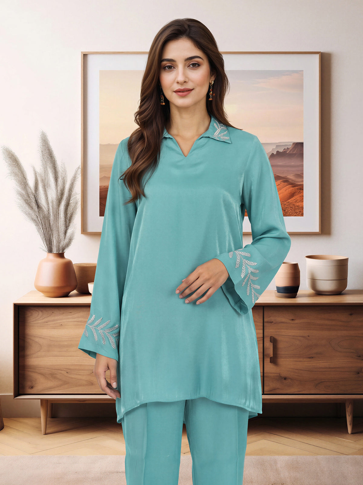 Silk Co-ord Set- Embellished