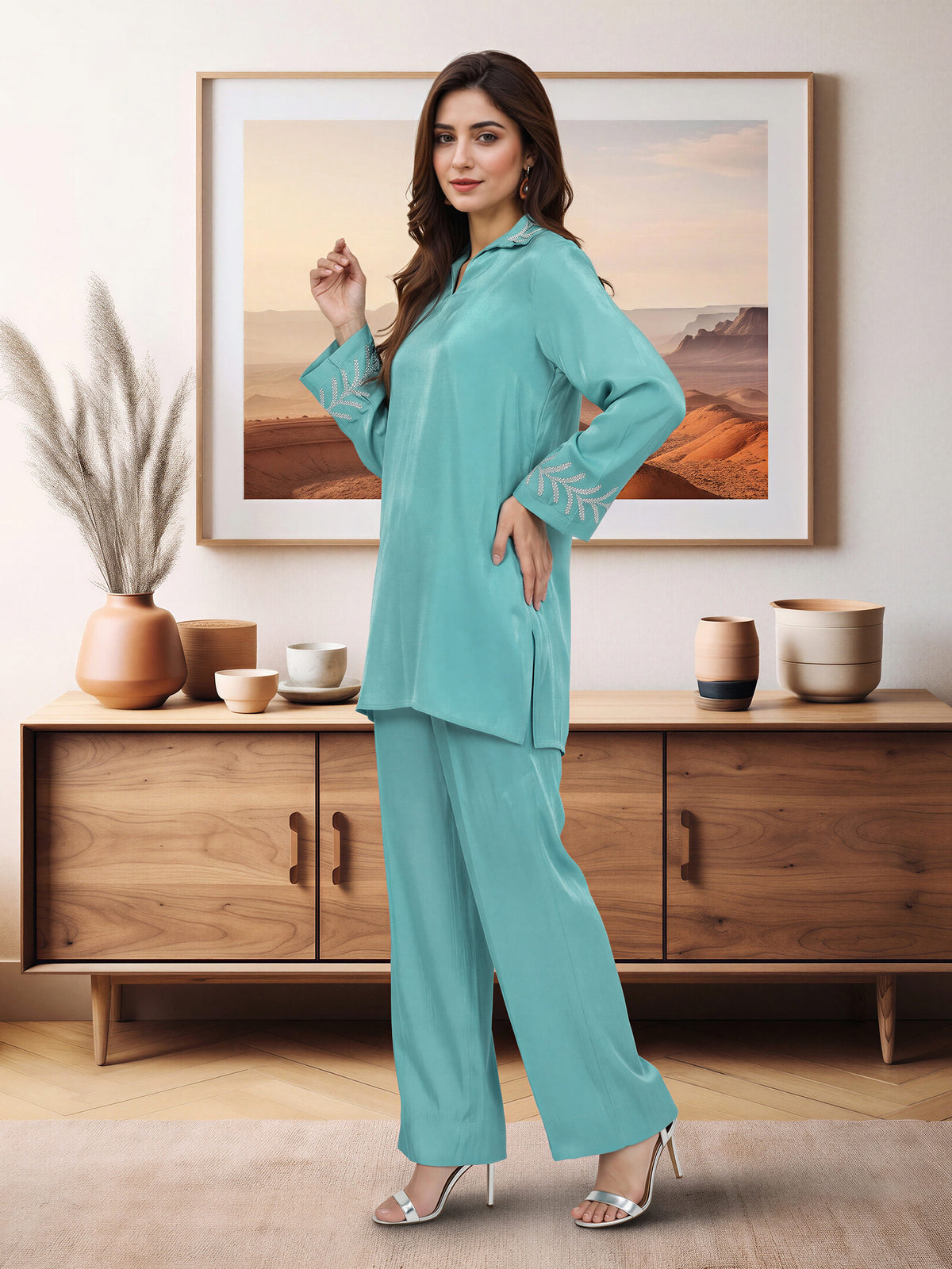 Silk Co-ord Set- Embellished