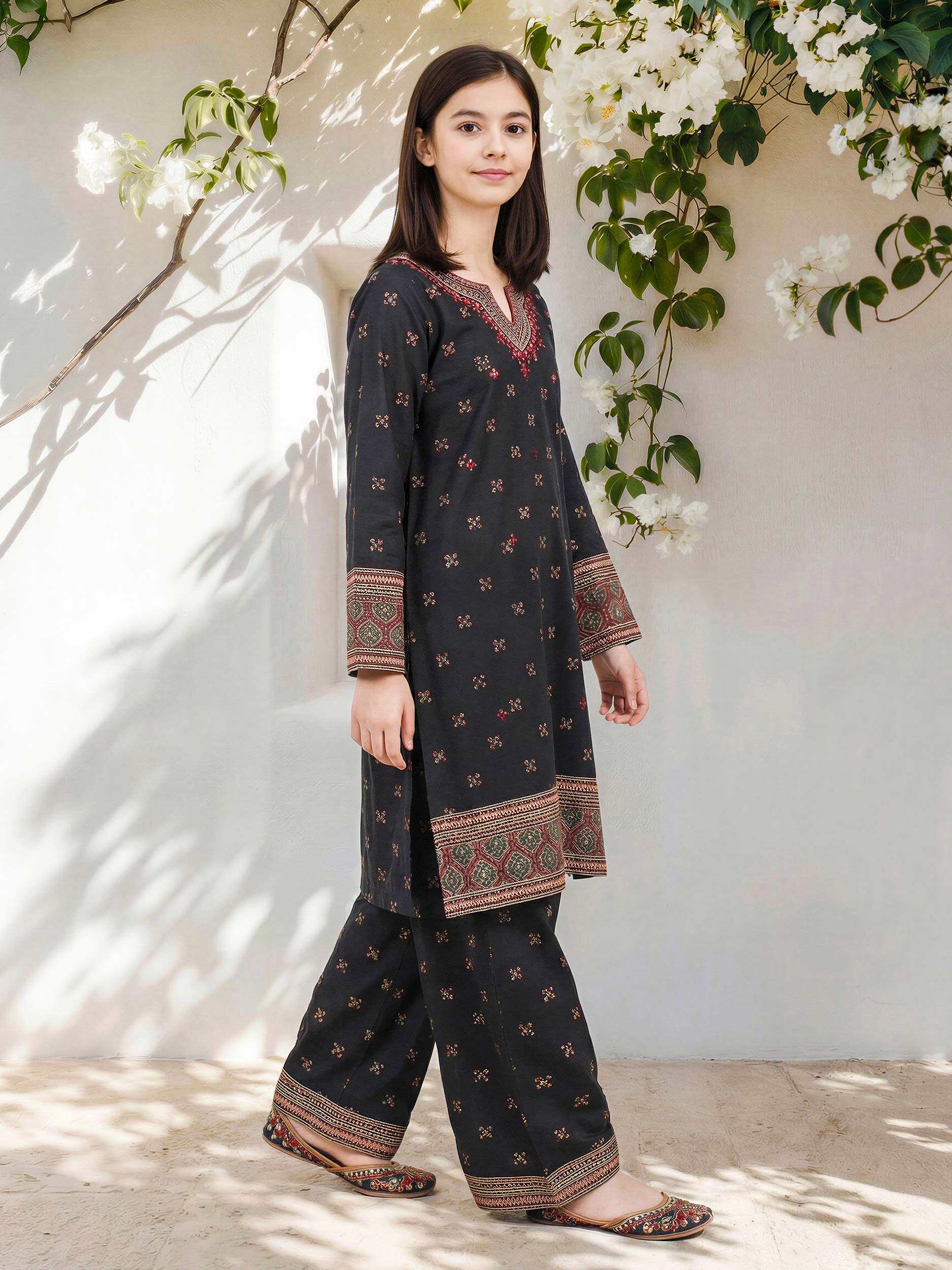 2 Piece Cambric Suit- Embroidered (Pret)
