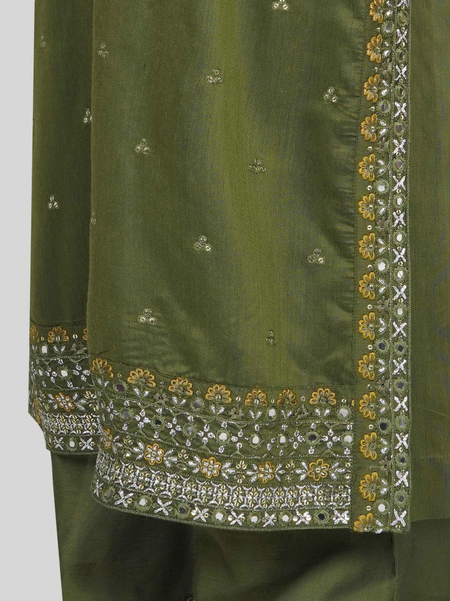 2 Piece Raw Silk Suit- Embroidered (Pret)