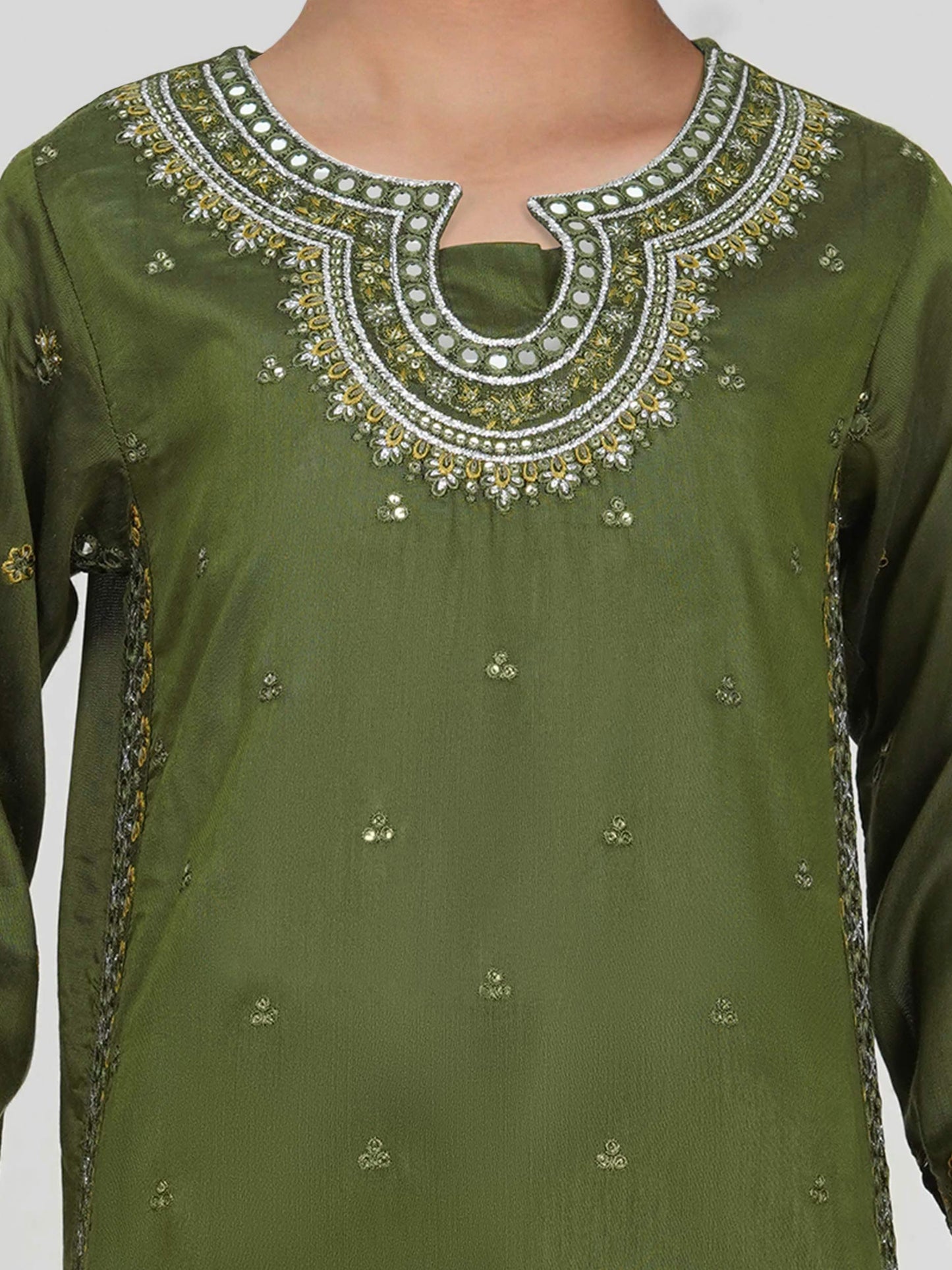 2 Piece Raw Silk Suit- Embroidered (Pret)