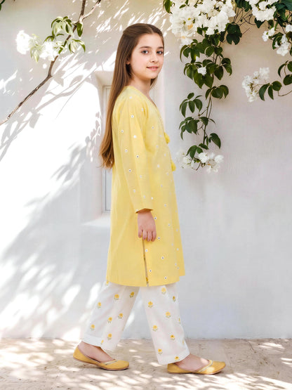 2 Piece Lawn Slub Suit- Embroidered (Pret)