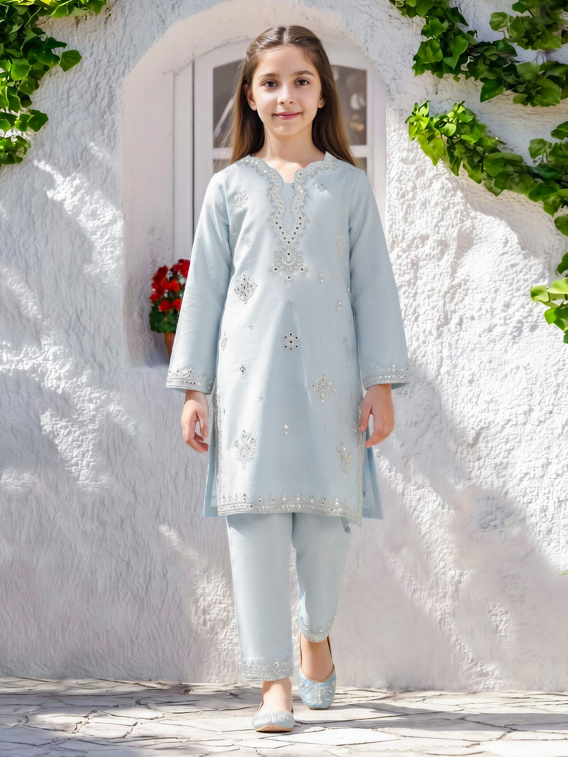 2 Piece Lawn Texture Suit- Embroidered (Pret)