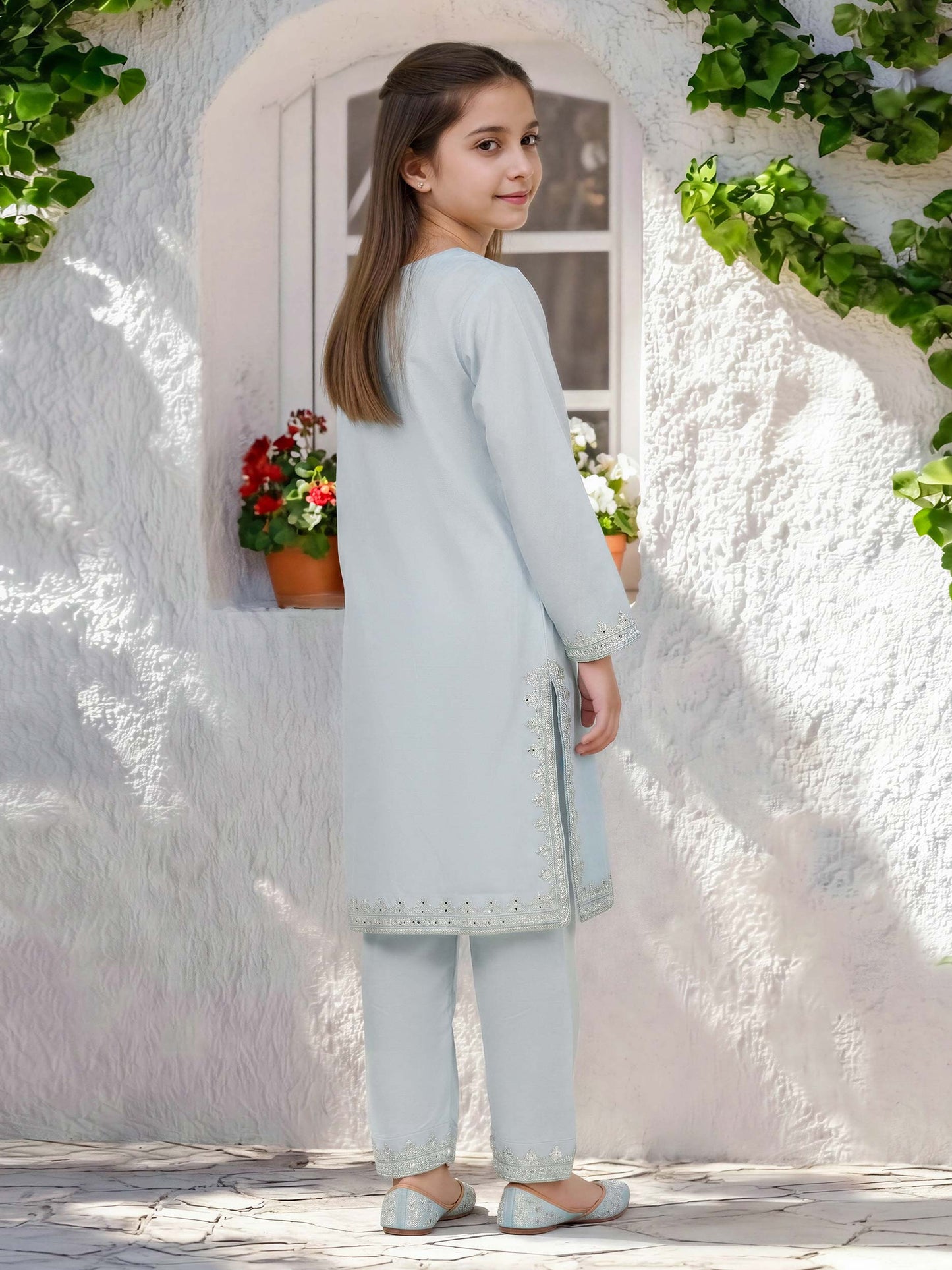 2 Piece Lawn Texture Suit- Embroidered (Pret)