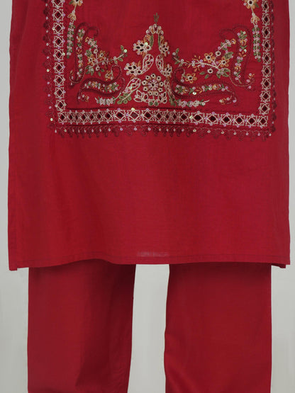 2 Piece Lawn Slub Suit- Embroidered (Pret)