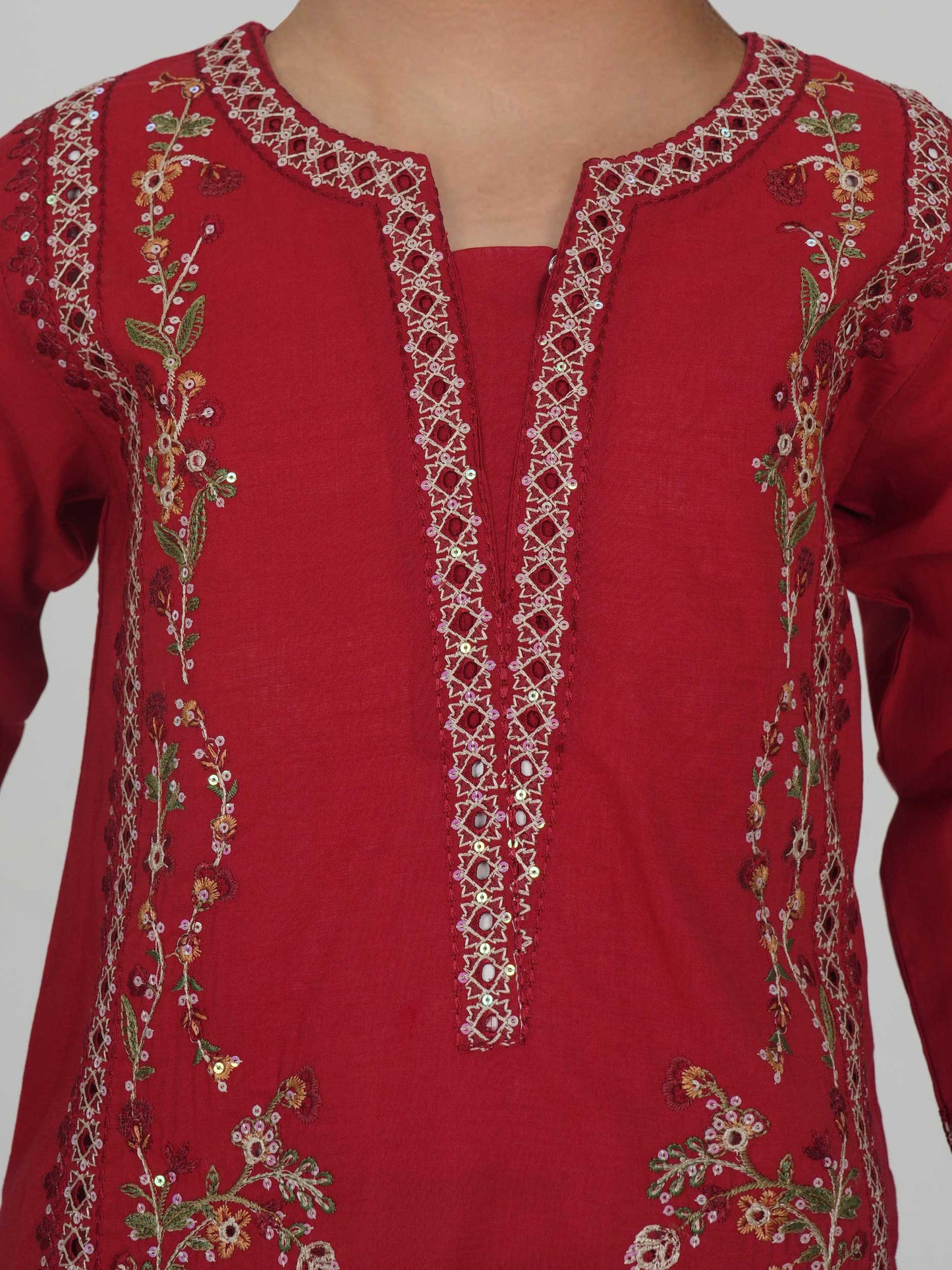 2 Piece Lawn Slub Suit- Embroidered (Pret)