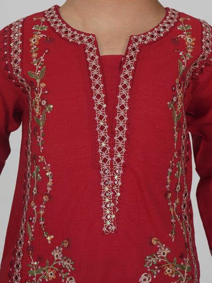 2 Piece Lawn Slub Suit- Embroidered (Pret)