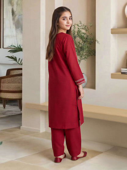 2 Piece Lawn Slub Suit- Embroidered (Pret)