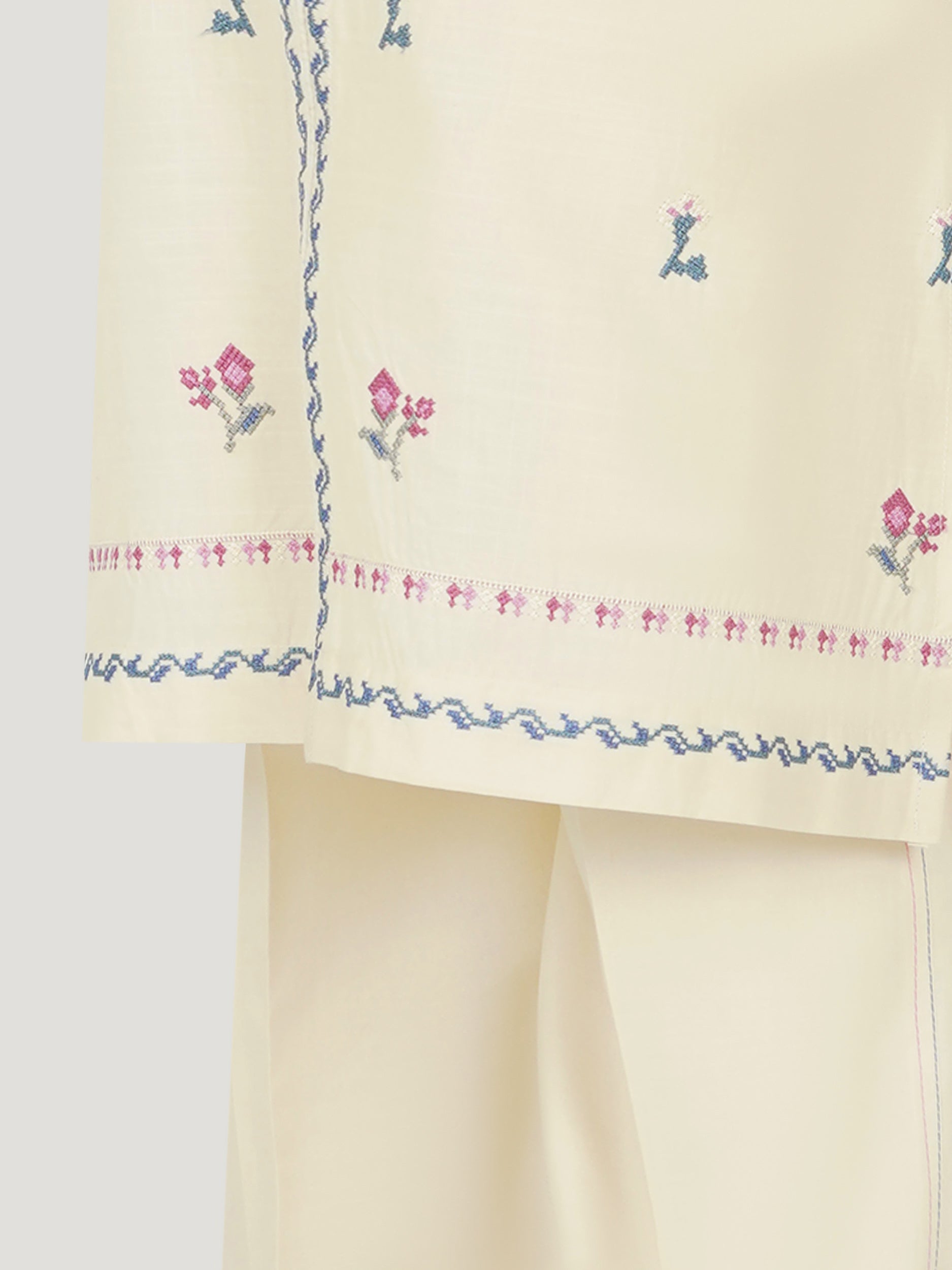 2 Piece Lawn Slub Suit- Embroidered (Pret)