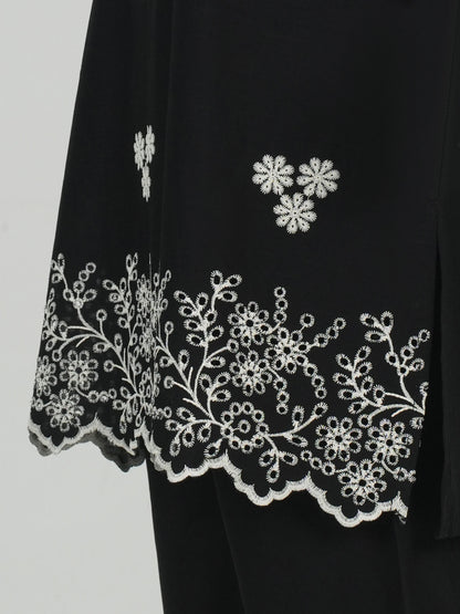Lawn Slub Co-ord Set- Embroidered
