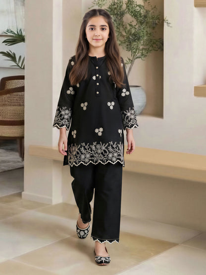 Lawn Slub Co-ord Set- Embroidered