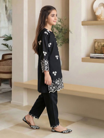 Lawn Slub Co-ord Set- Embroidered