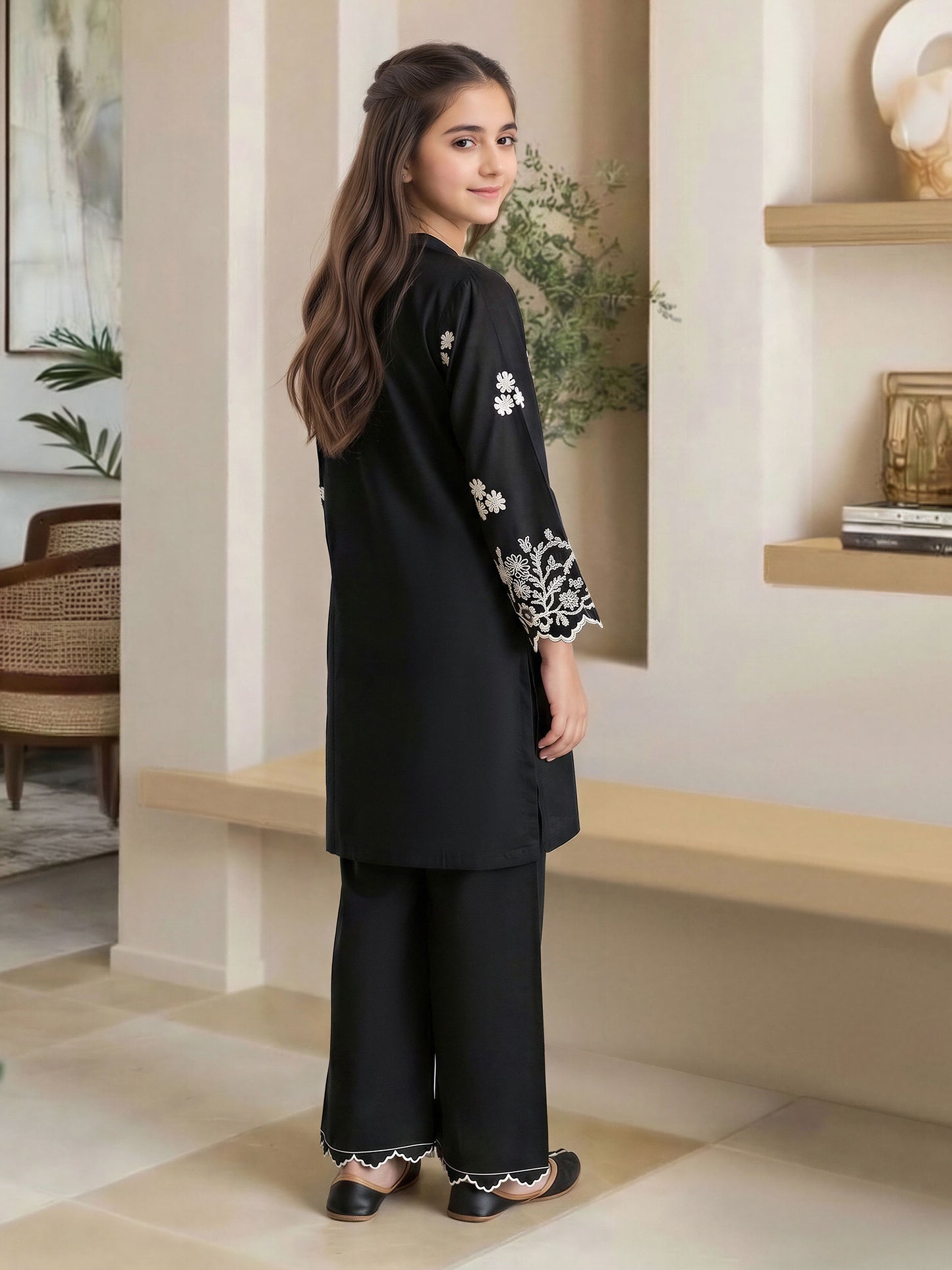 Lawn Slub Co-ord Set- Embroidered