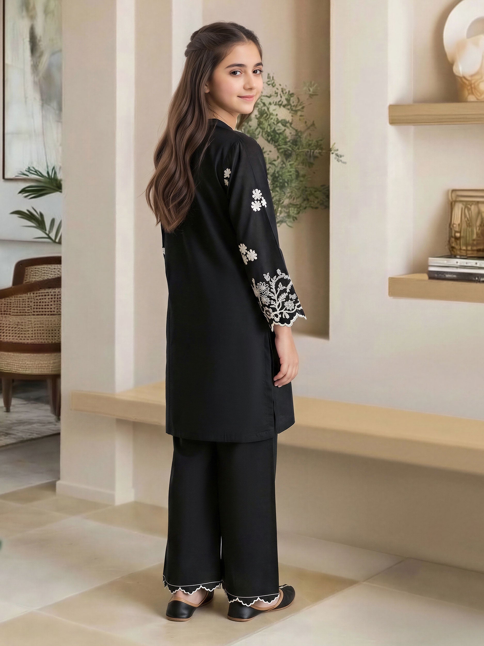 Lawn Slub Co-ord Set- Embroidered