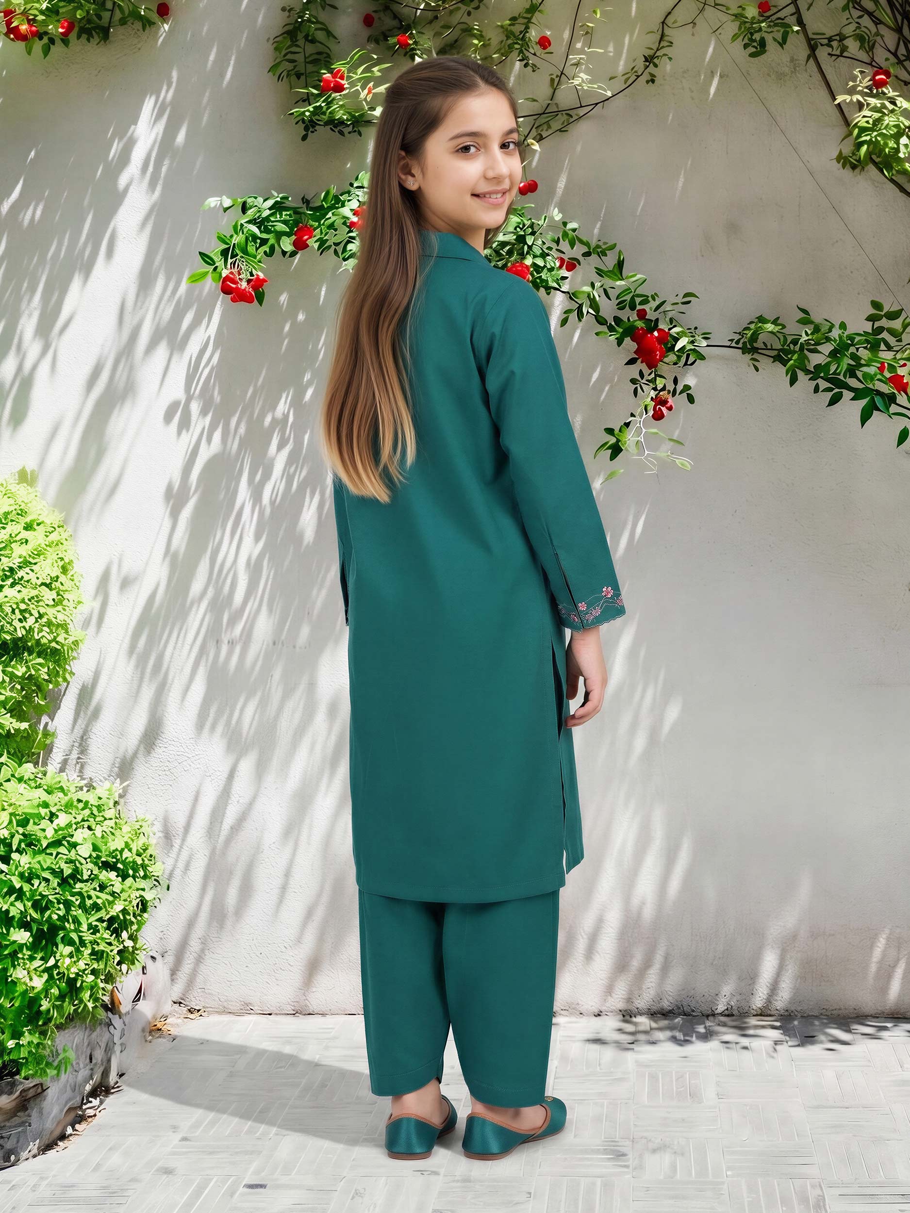2 Piece Cambric Suit- Embroidered (Pret)