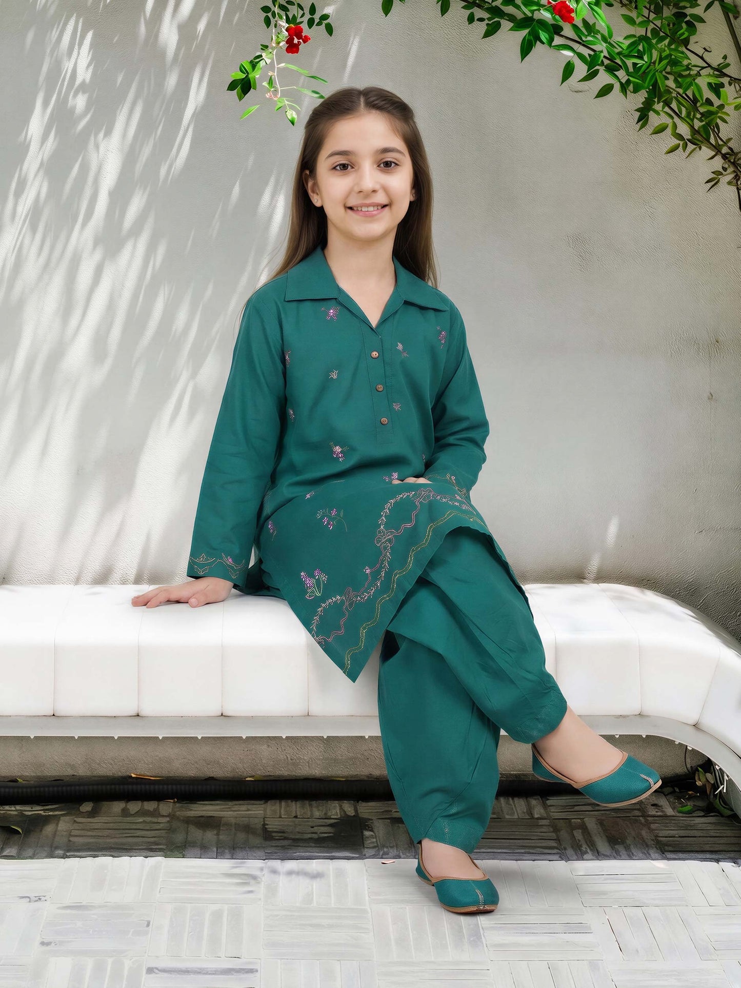 2 Piece Cambric Suit- Embroidered (Pret)