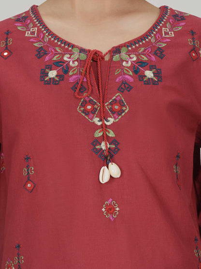 2 Piece Viscose Cotton Suit- Embroidered (Pret)