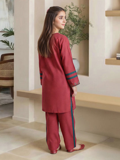 2 Piece Viscose Cotton Suit- Embroidered (Pret)