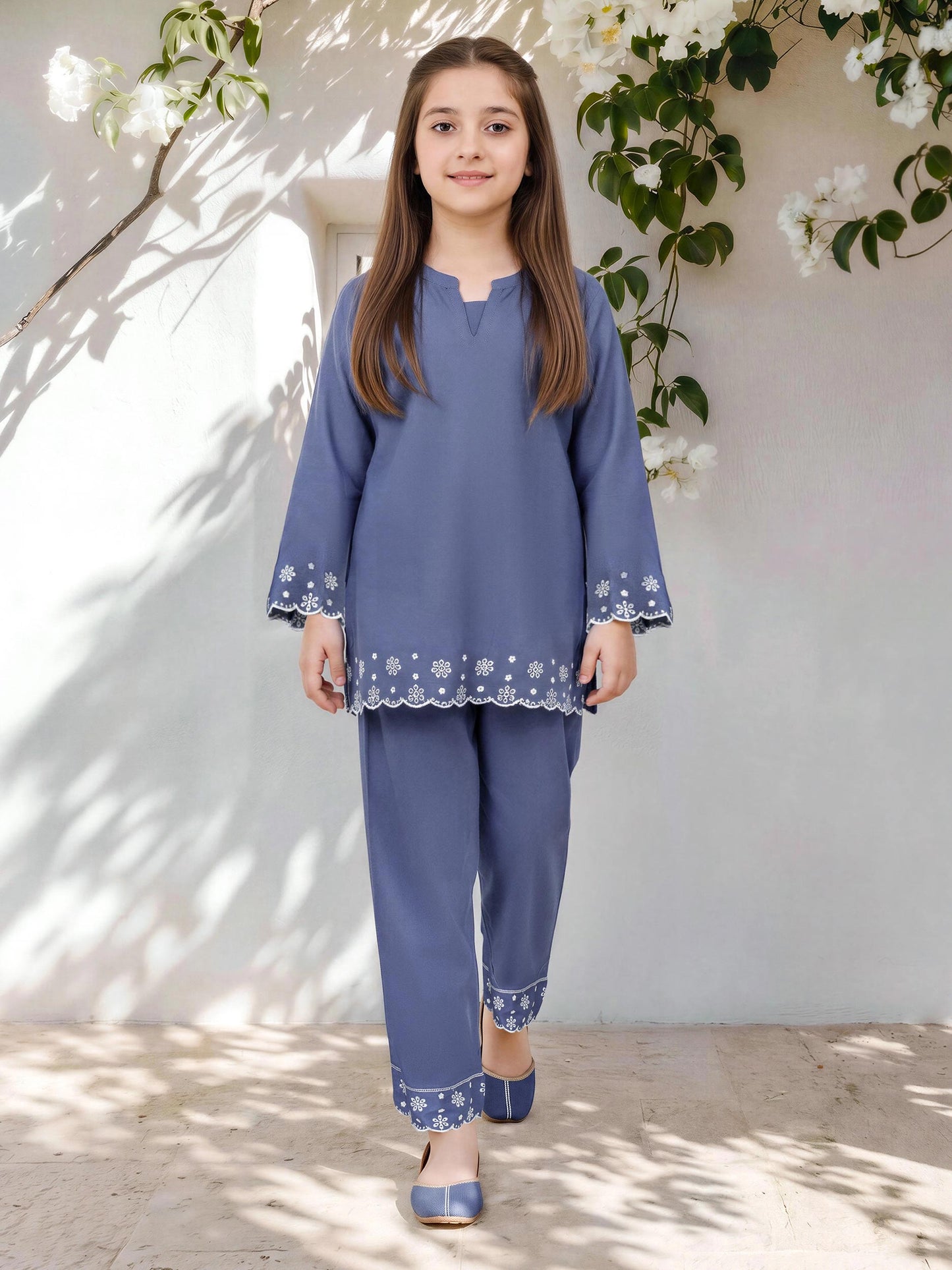 Denim Co-ord Set- Embroidered
