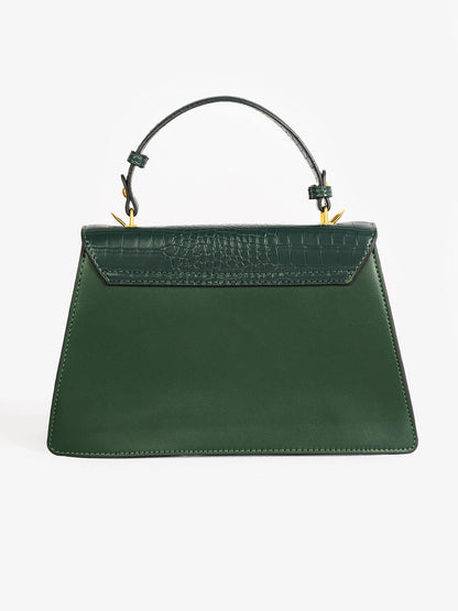 Snake Textured Flap Handbag