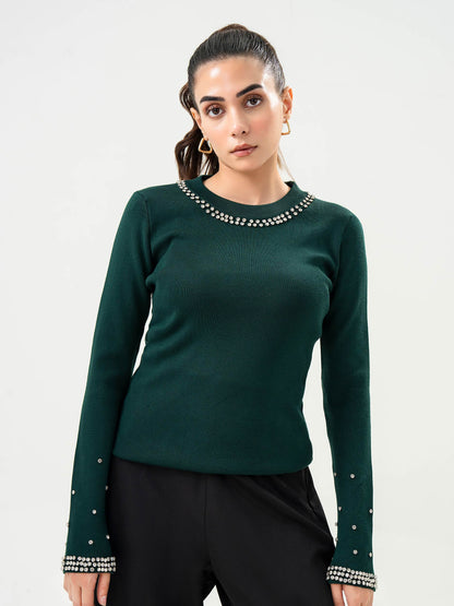 Embellished Woolen Sweater