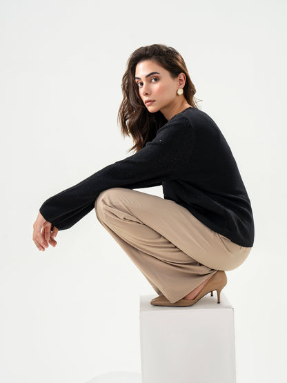 Rhinestone Embellished Sweater