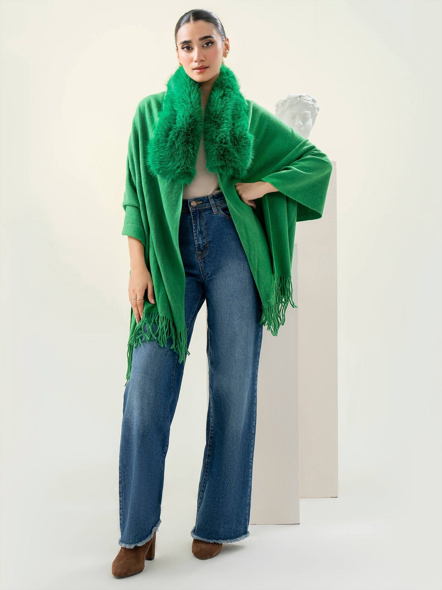 Dyed Woolen Cape Shawl