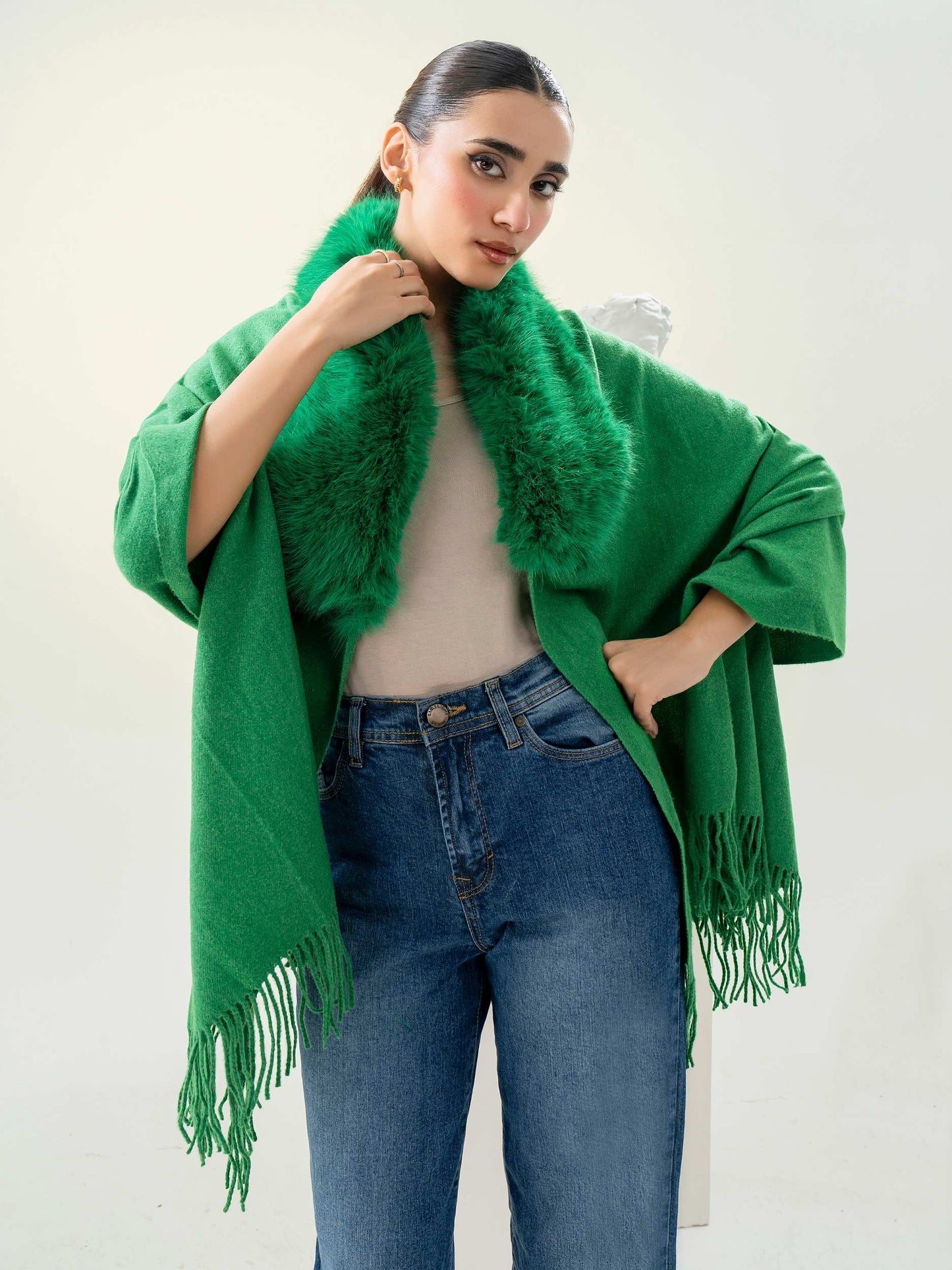 Dyed Woolen Cape Shawl