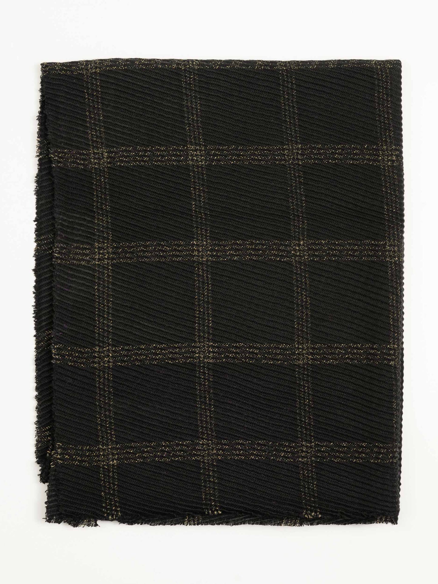 Pleated Sequined Woolen Shawl