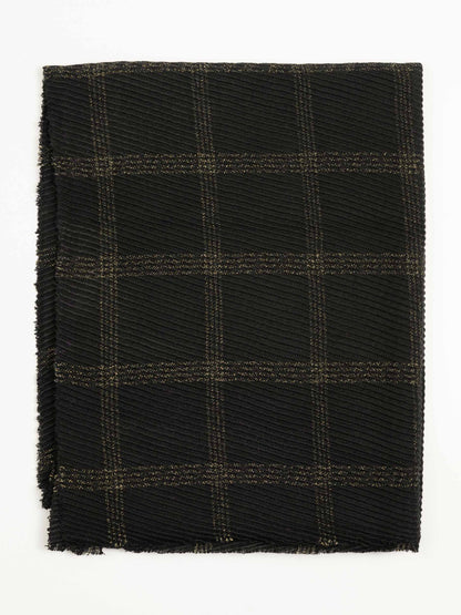 Pleated Sequined Woolen Shawl