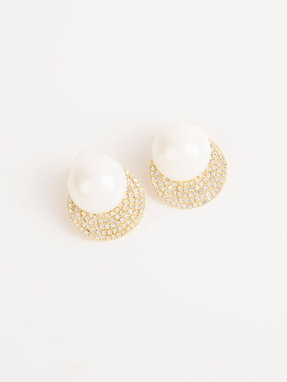 Crystal Crescent Earrings