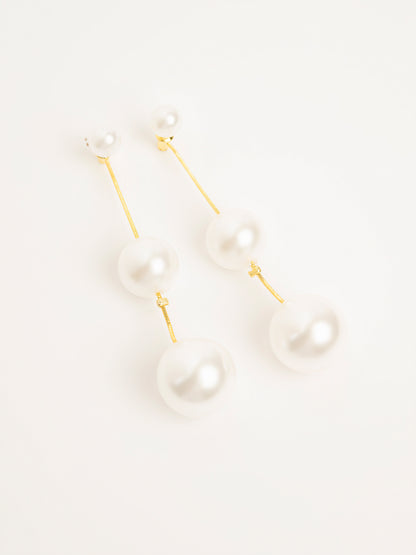 Triple Pearl Drop Earrings