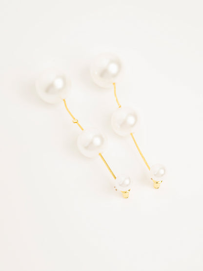 Triple Pearl Drop Earrings