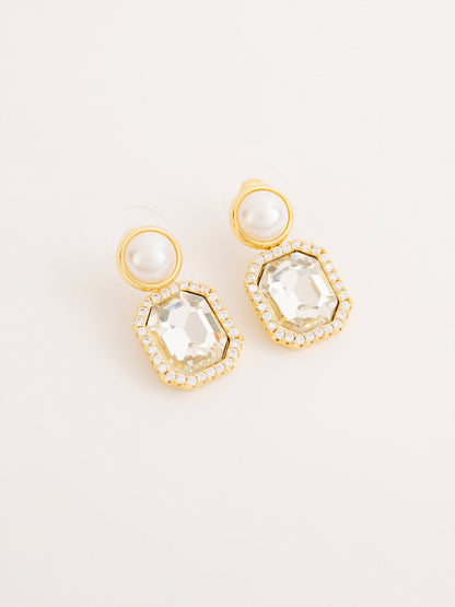 Pearl Crystal Drop Earrings