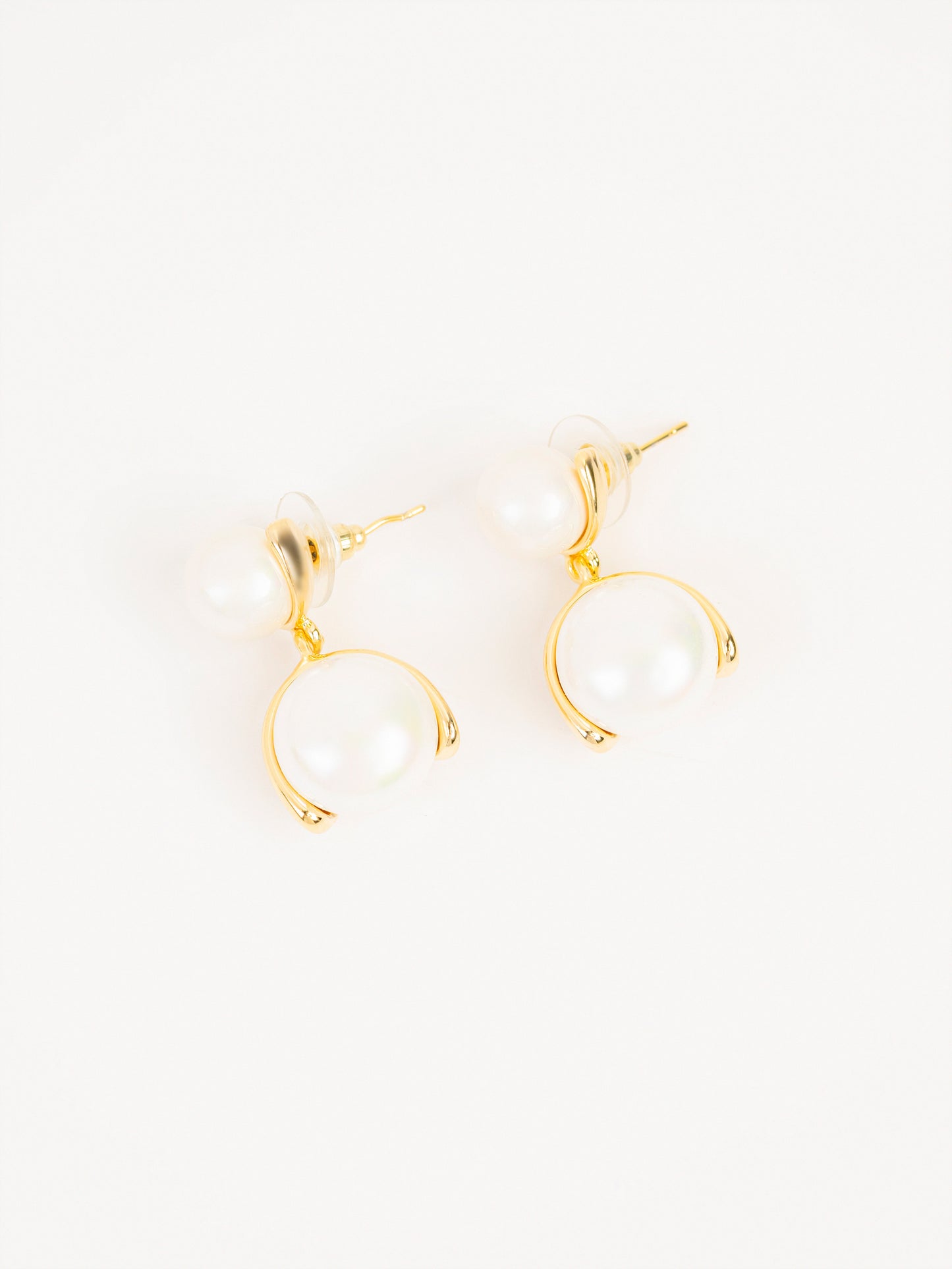 Dual Pearl Hoop Earrings