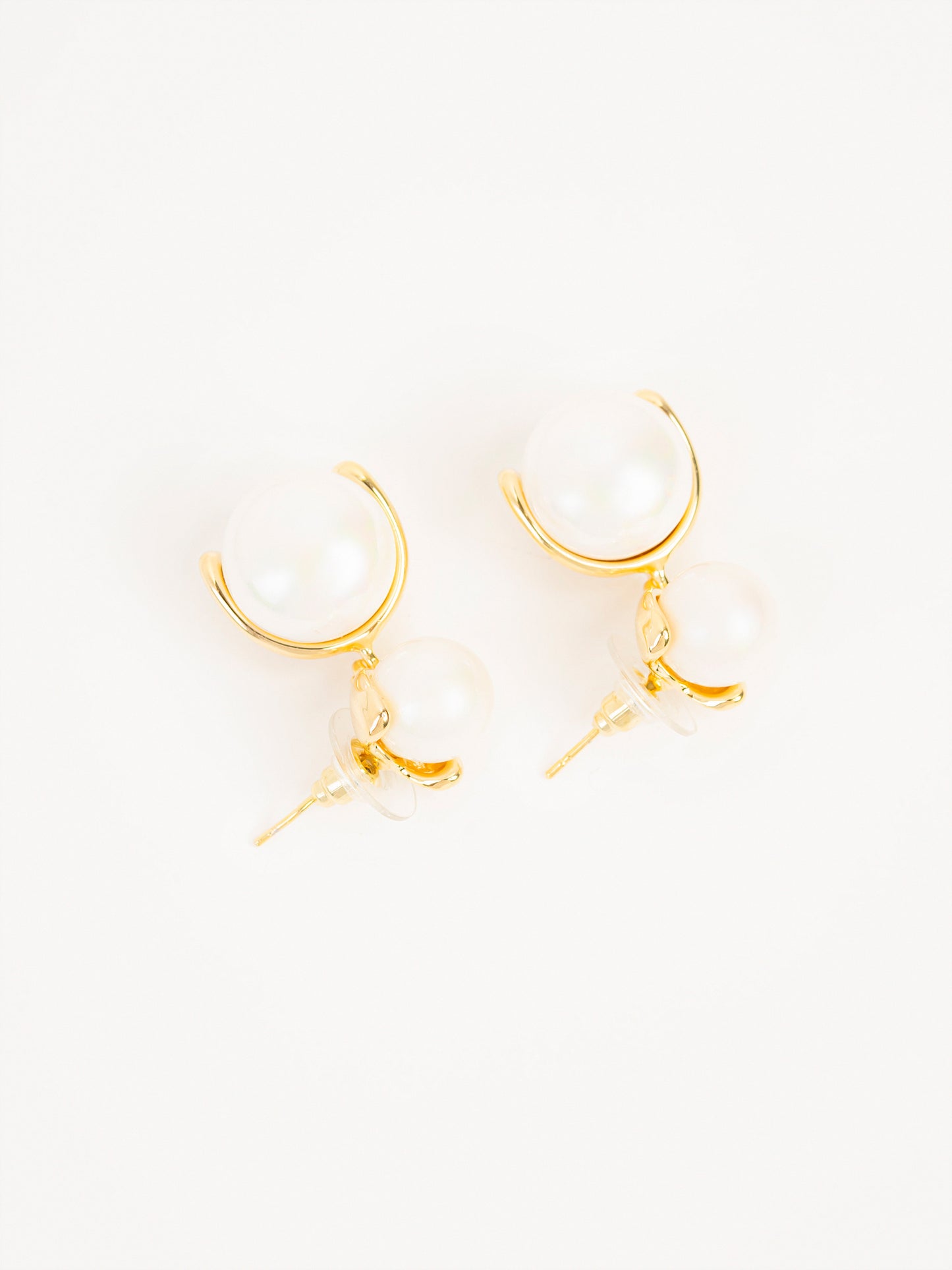 Dual Pearl Hoop Earrings
