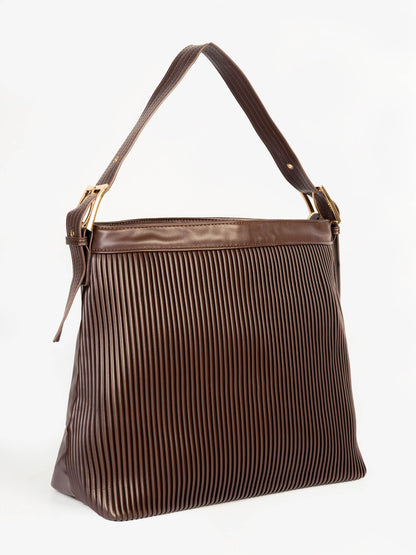 Textured Pleated Tote Bag