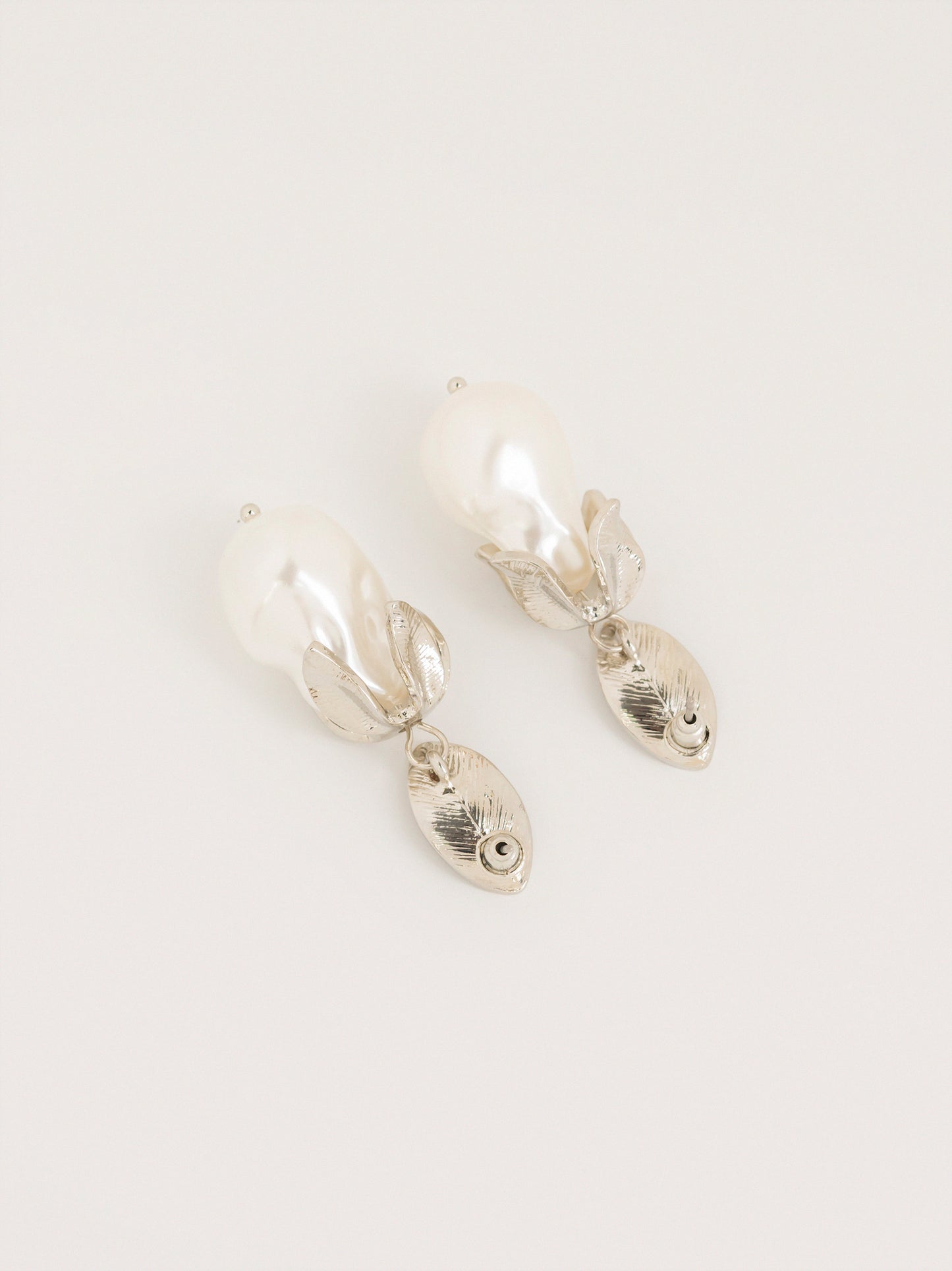 Leaf Pearl Drop Earrings