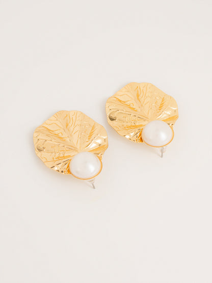 Leaf Pearl Stud