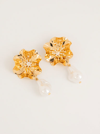 Floral Pearl Drop Earrings