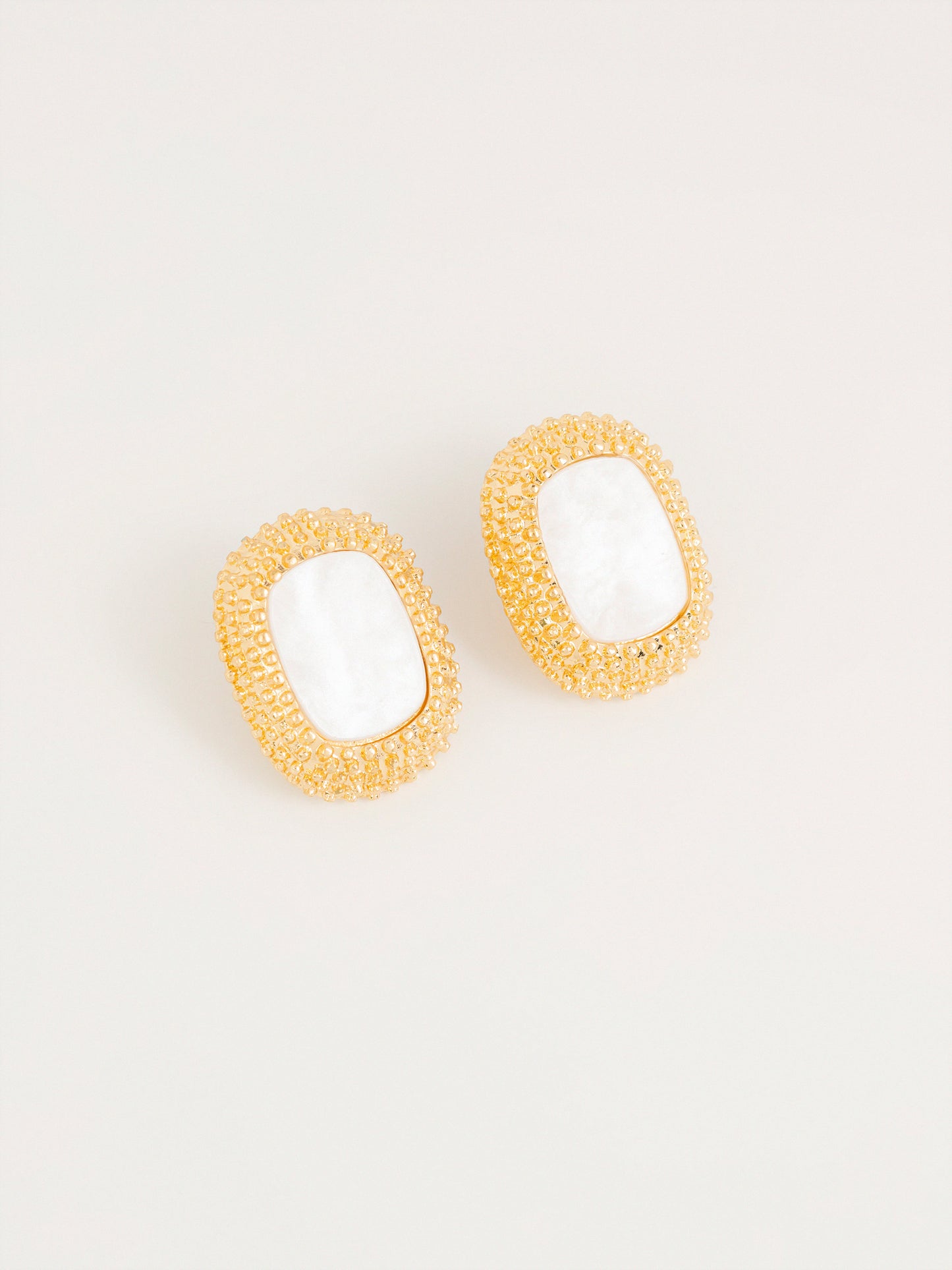 Oval Stone Stud Earrings