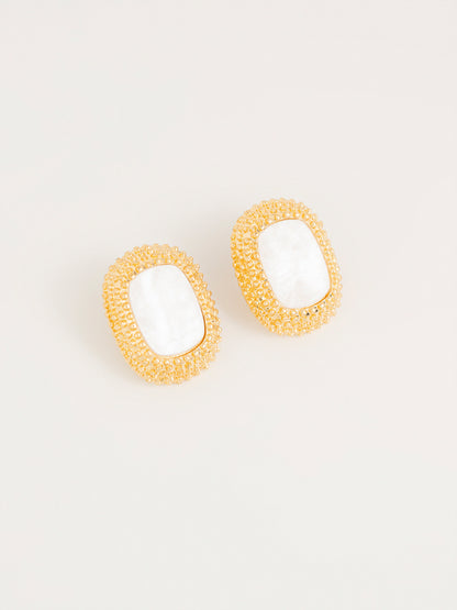 Oval Stone Stud Earrings