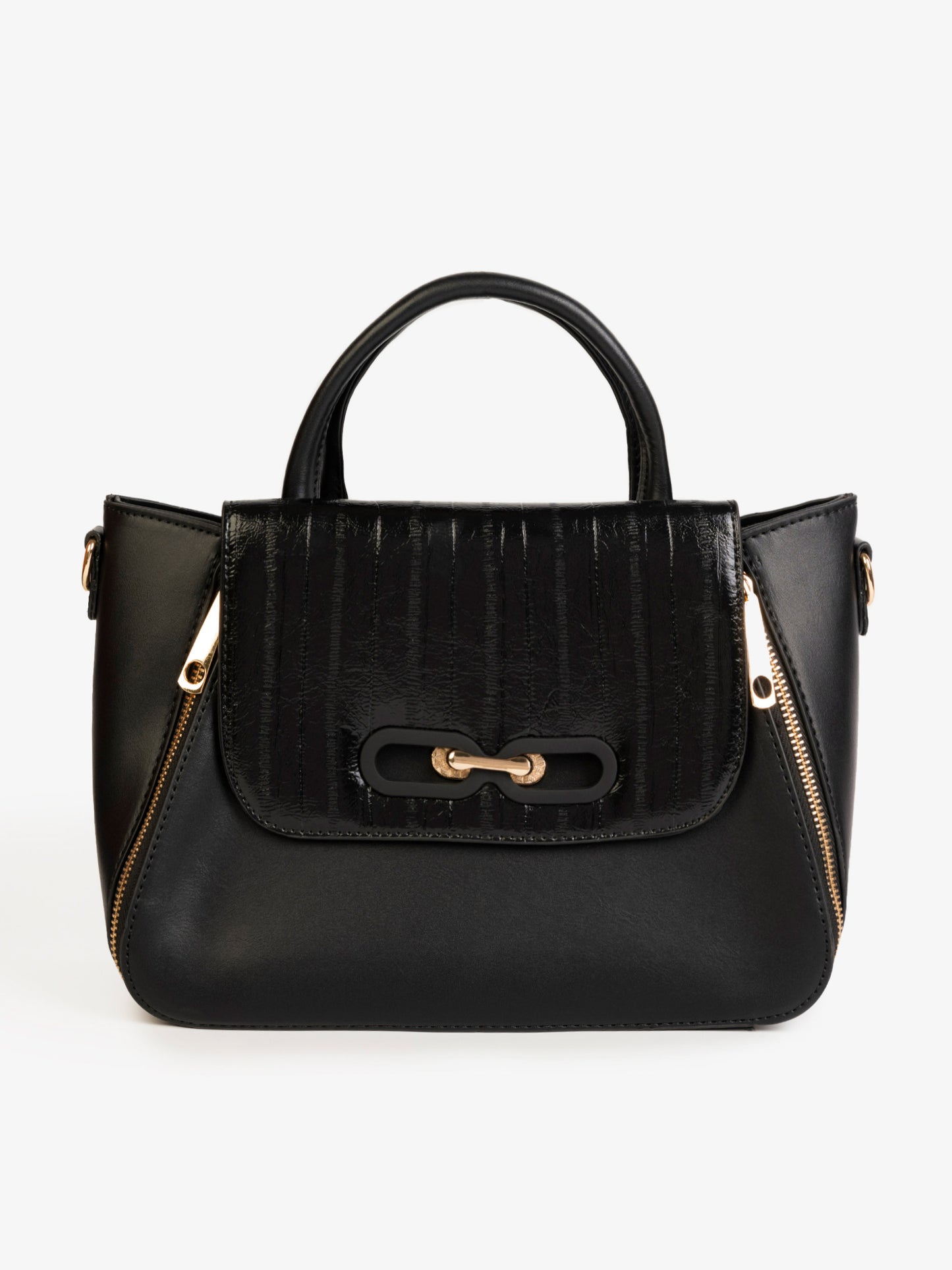 Textured Flap Handbag