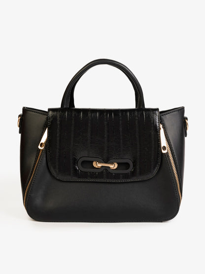 Textured Flap Handbag