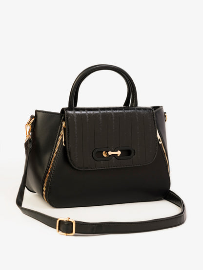 Textured Flap Handbag
