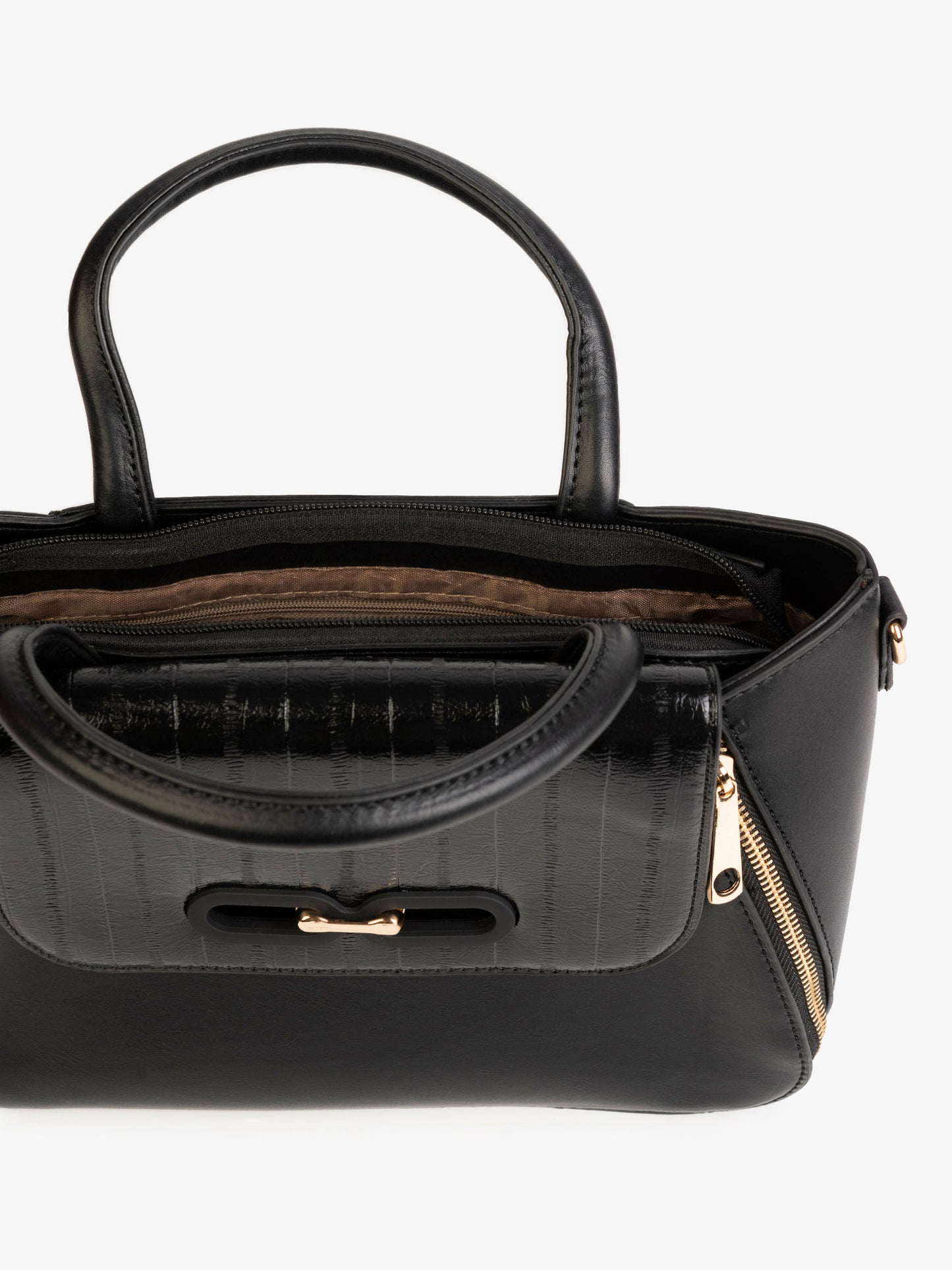 Textured Flap Handbag
