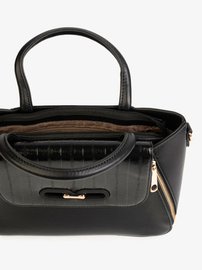 Textured Flap Handbag
